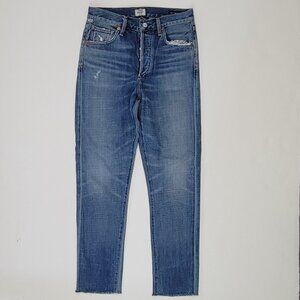 COH Vintage Liya High Rise Classic Fit Distressed Crop Cut off Hem Jean